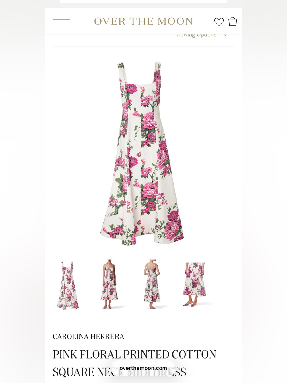 Carolina Herrera Midi Dress with Pink Floral Print